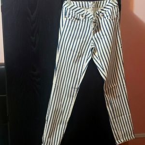 Striped denim jeans